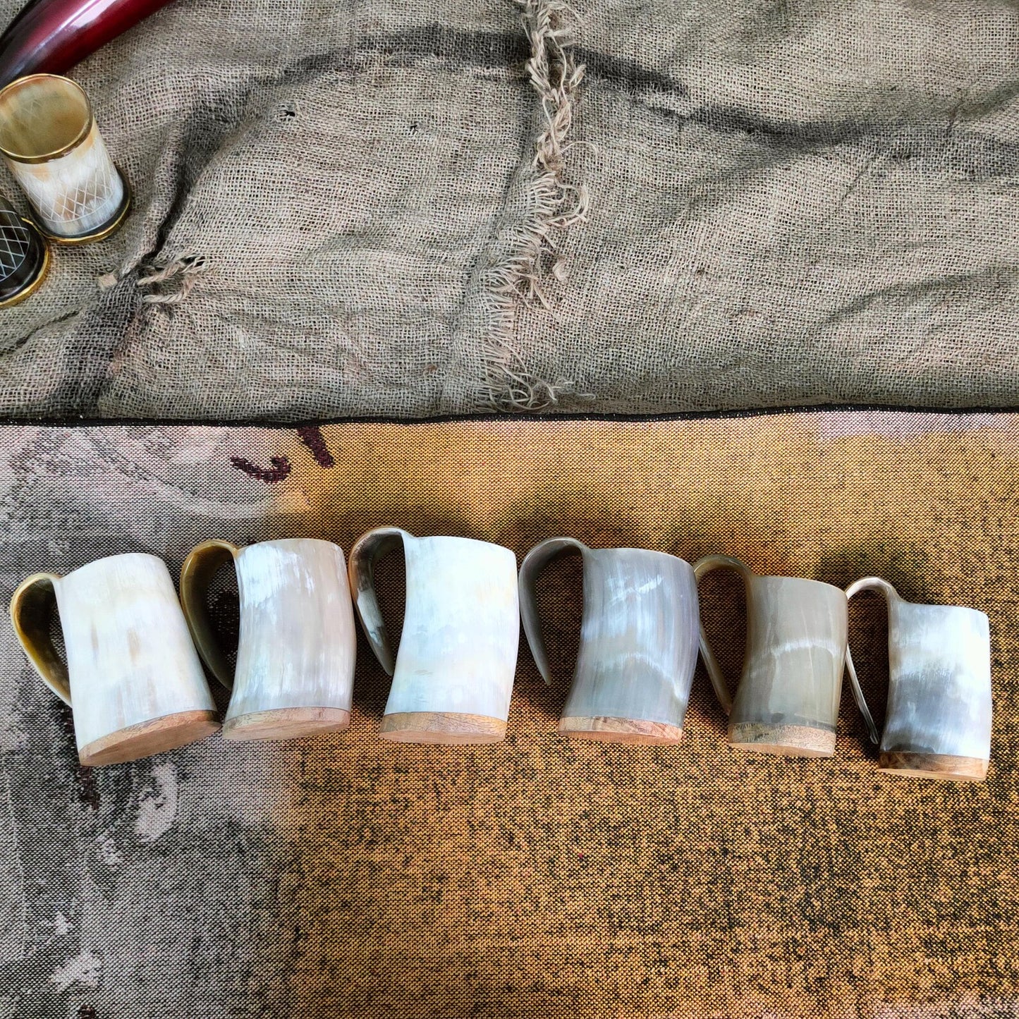 Viking Personalized Drinking Horn Glasses | Small Horn Cups for Spirits & Shots | Handmade Norse Barware with Engraved Nordic Symbols