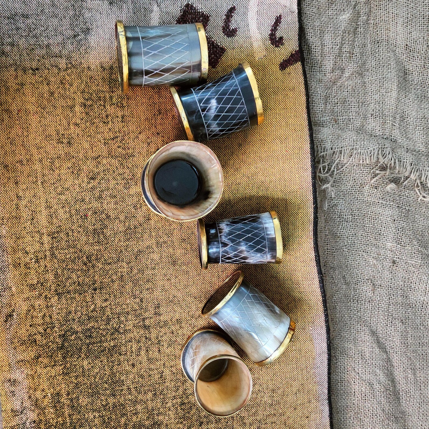 Viking Personalized Drinking Horn Glasses | Small Horn Cups for Spirits & Shots | Handmade Norse Barware with Engraved Nordic Symbols