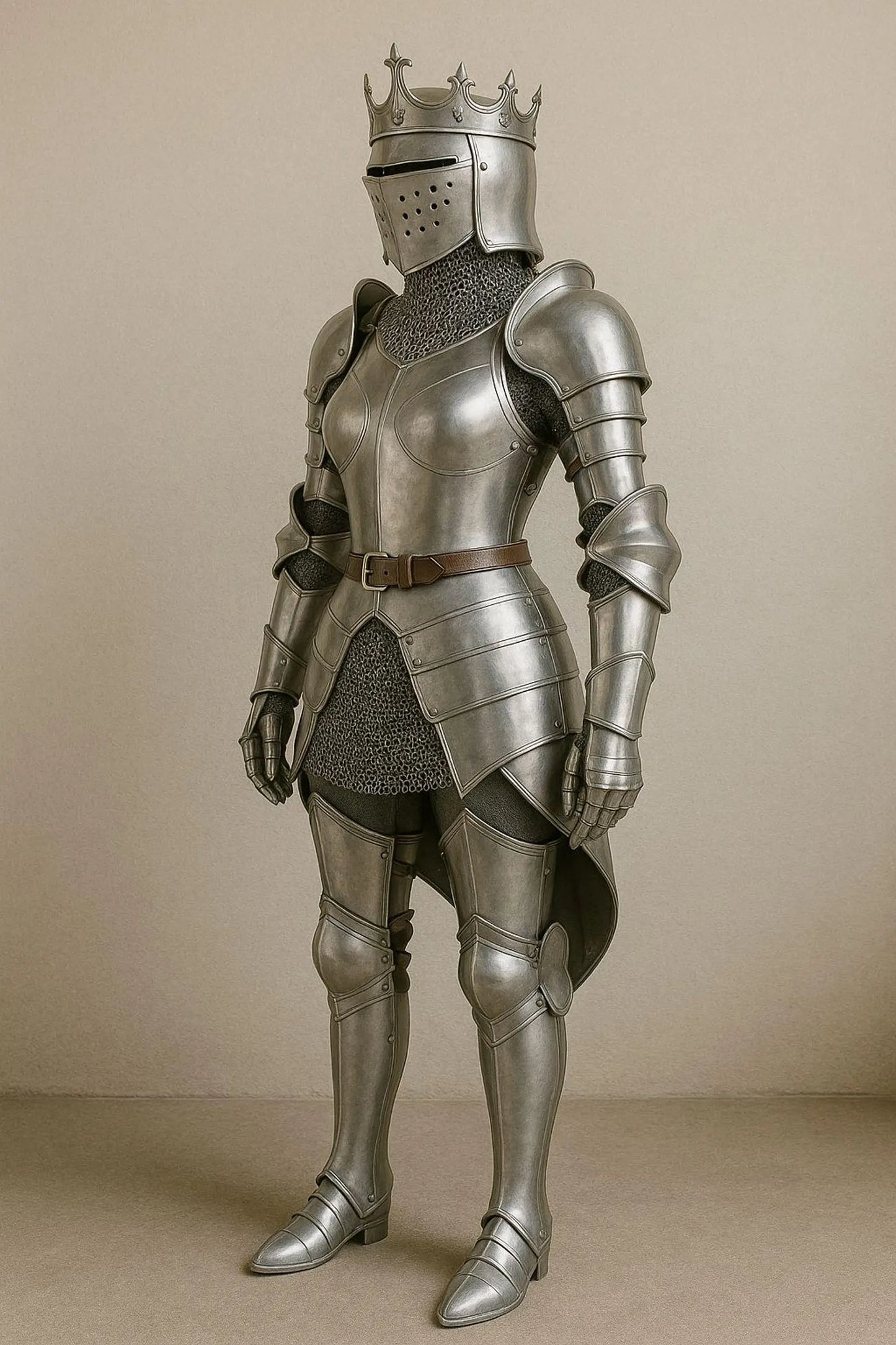 Knight Queen Women's Medieval Armor Suit with Crown Helmet | 22 Gauge Mild Steel | Fantasy Cosplay & LARP Gear | Handmade Werable Armor