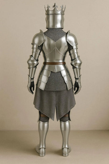 Knight Queen Women's Medieval Armor Suit with Crown Helmet | 22 Gauge Mild Steel | Fantasy Cosplay & LARP Gear | Handmade Werable Armor